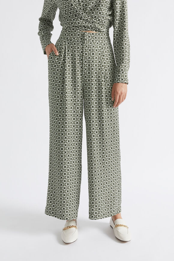 Mini Geo Wide Leg Pant  Dark Fern Geo  hi-res
