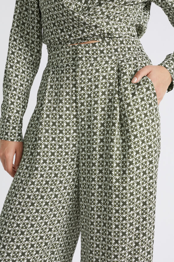 Mini Geo Wide Leg Pant  Dark Fern Geo  hi-res