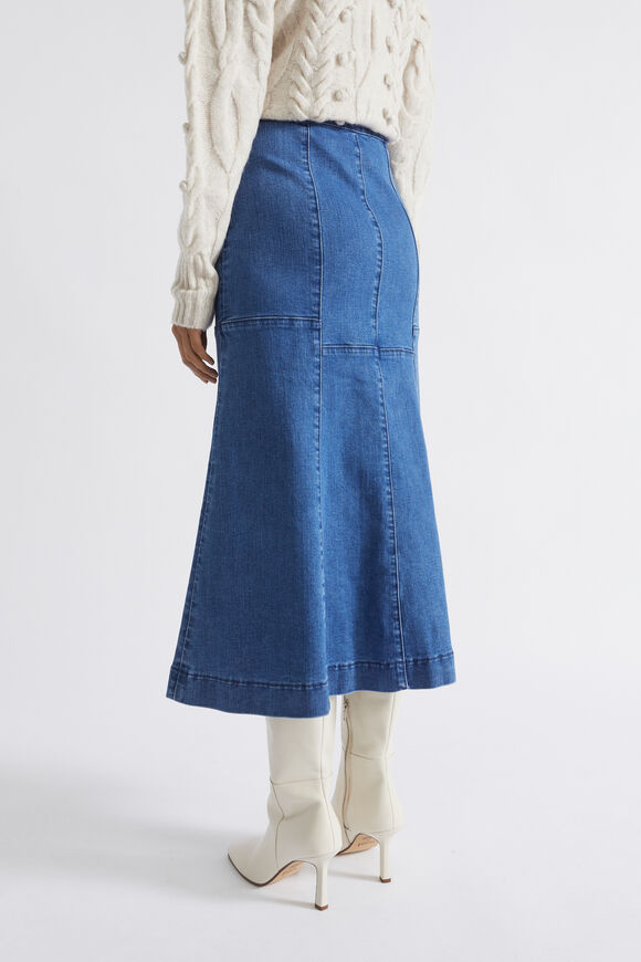 Denim Swing Button Fly Skirt  Slate Blue Denim  hi-res
