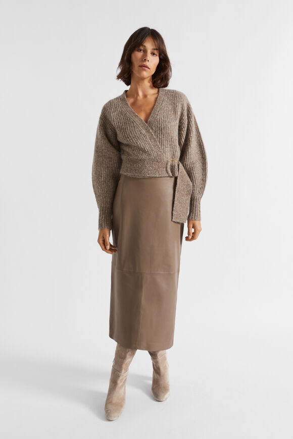 Leather Straight Midi Skirt  Hazel  hi-res