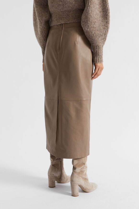 Leather Straight Midi Skirt  Hazel  hi-res