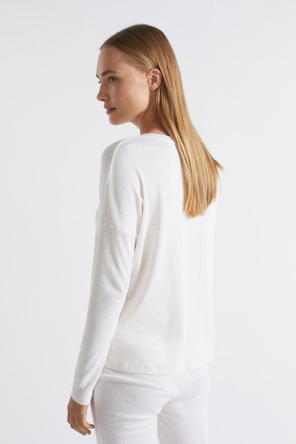 Cotton Rib Sleep Top  Oat Marle  hi-res