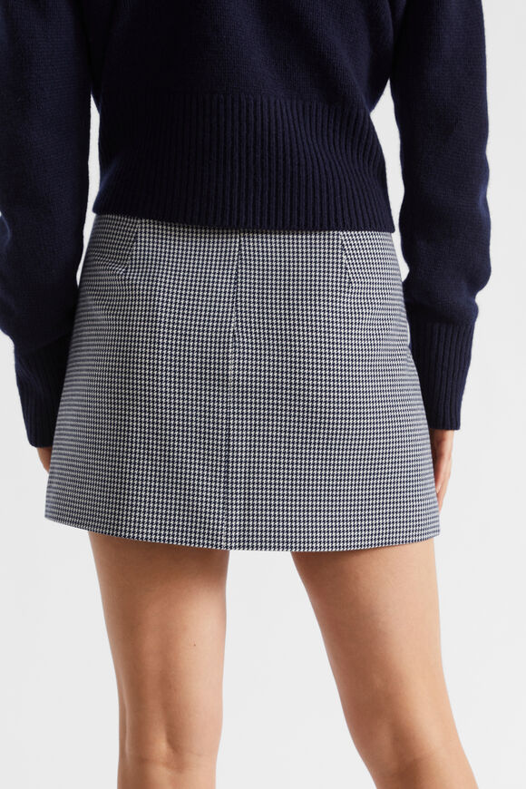 Houndstooth A Line Mini Skirt  Midnight Sky Houndstooth  hi-res