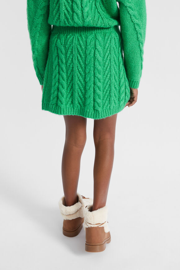 Linear Knit Cable Skirt  Pea Green  hi-res