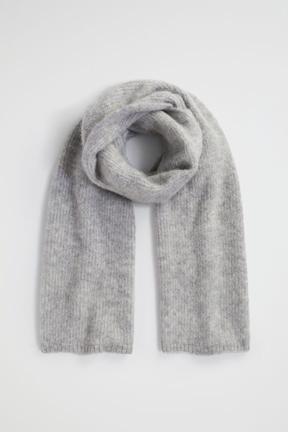 Fluffy Rib Knit Scarf  Grey Marle  hi-res