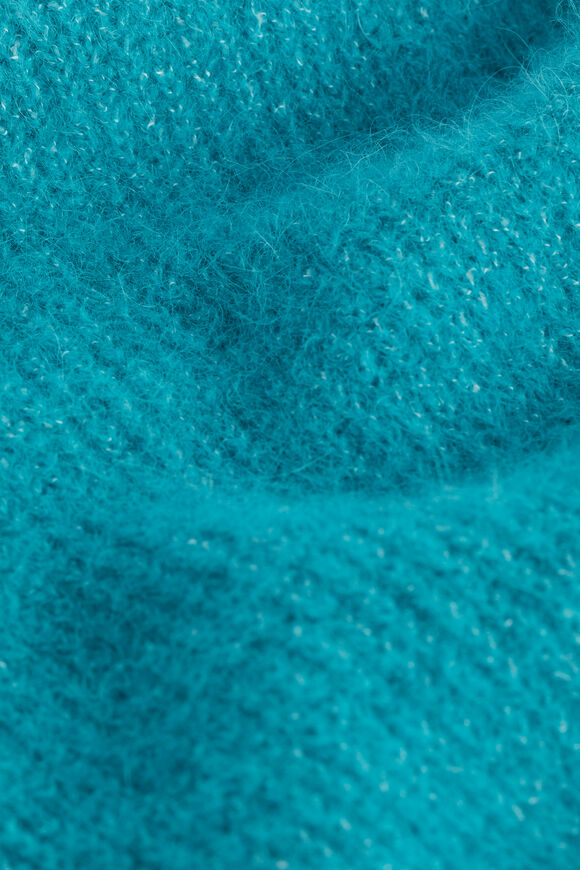 Fluffy Rib Knit Scarf  Peacock Blue  hi-res