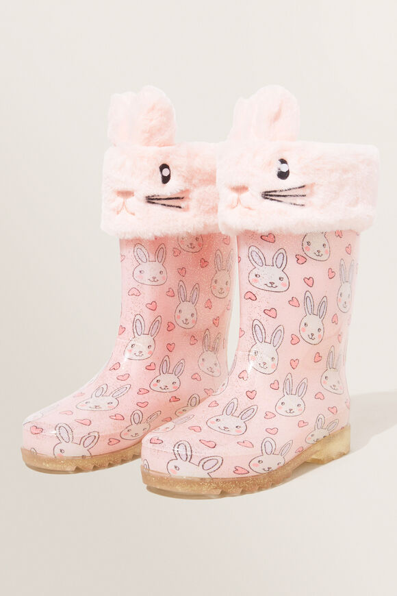 Bunny Gumboot Socks  Dusty Rose  hi-res
