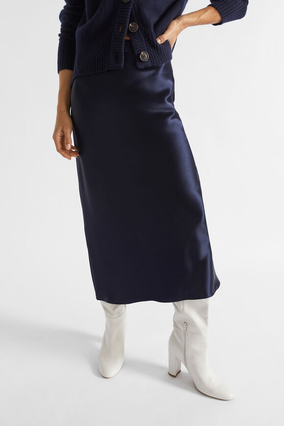 Satin Slip Midi Skirt  Midnight Sky  hi-res