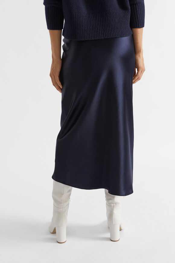 Satin Slip Midi Skirt  Midnight Sky  hi-res