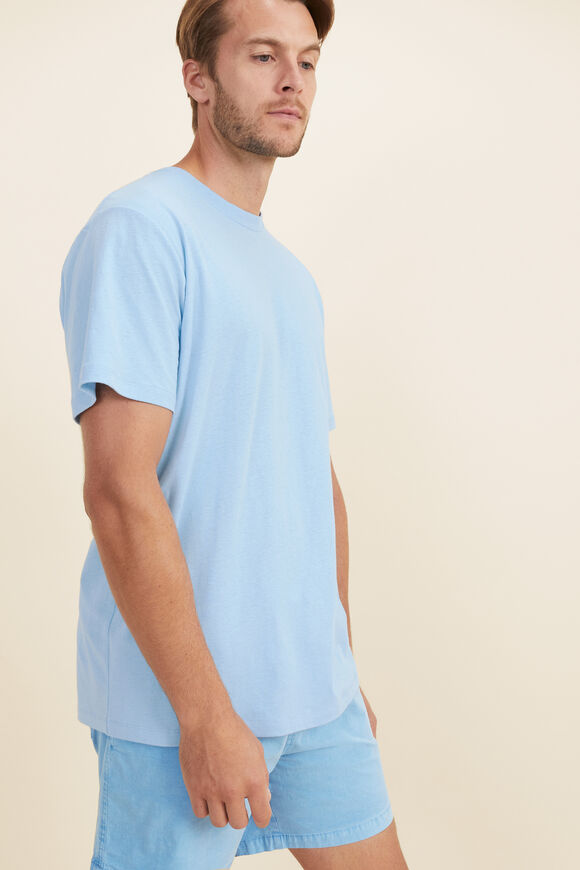 Mens Linen Tee  Reef Blue  hi-res
