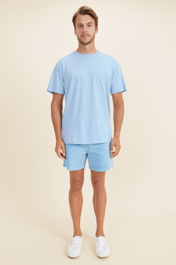 Mens Linen Tee  Reef Blue  hi-res