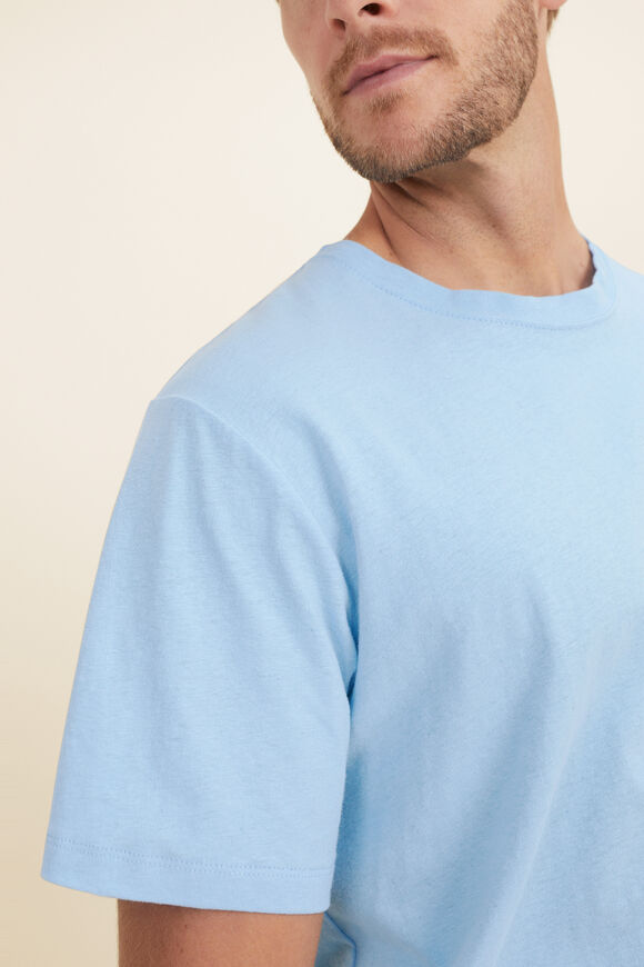 Mens Linen Tee  Reef Blue  hi-res