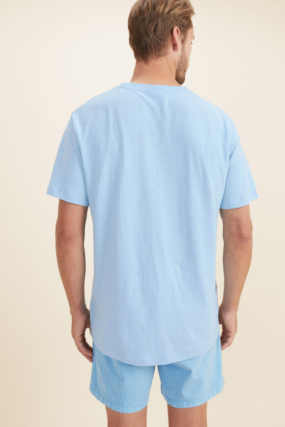 Mens Linen Tee  Reef Blue  hi-res