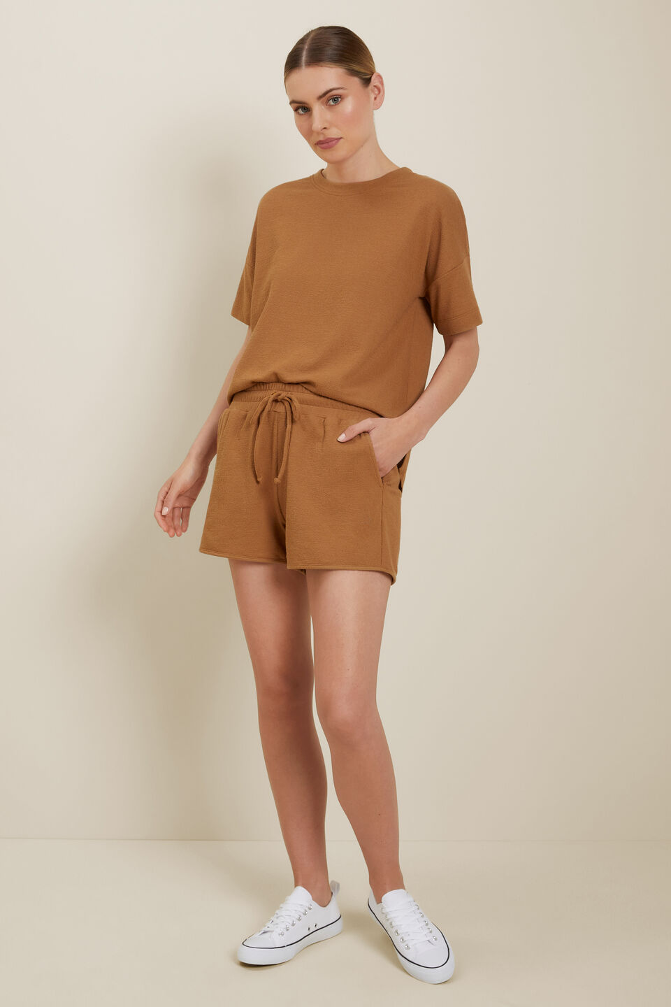 Textured Jogger Short  Sienna Brown