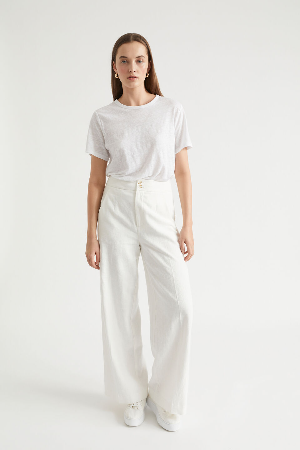 Core Linen Boxy Tee  Whisper White