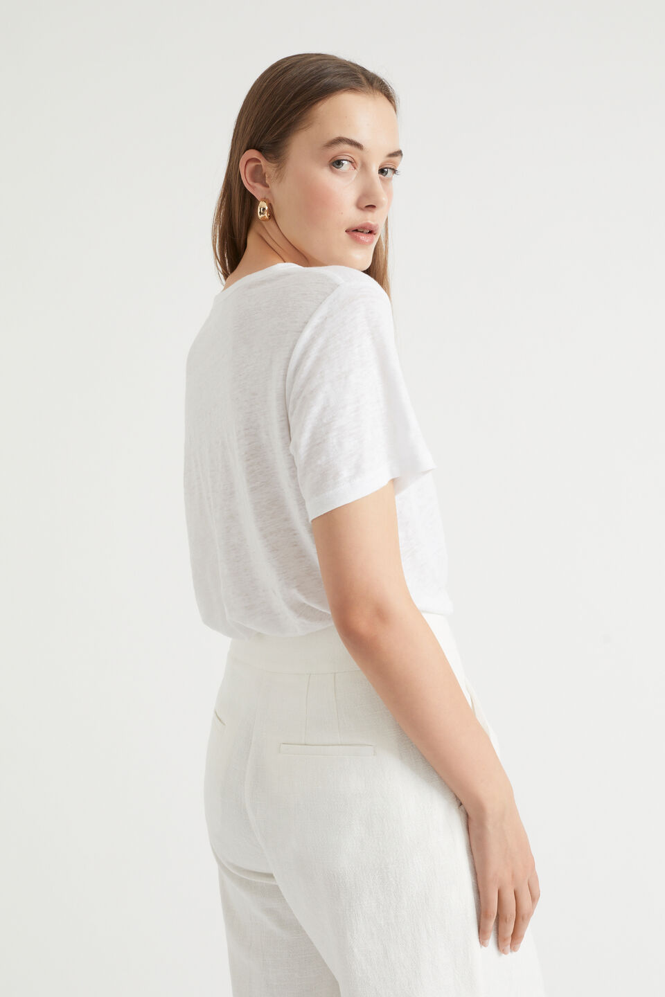 Core Linen Boxy Tee  Whisper White