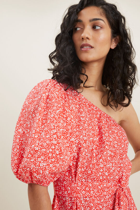 Ditsy One Shoulder Maxi Dress  Chilli Red Ditsy  hi-res