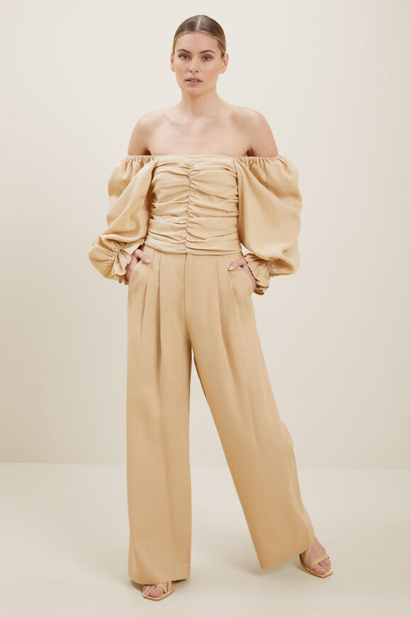Linen Palazzo Pants  Neutral Sand  hi-res