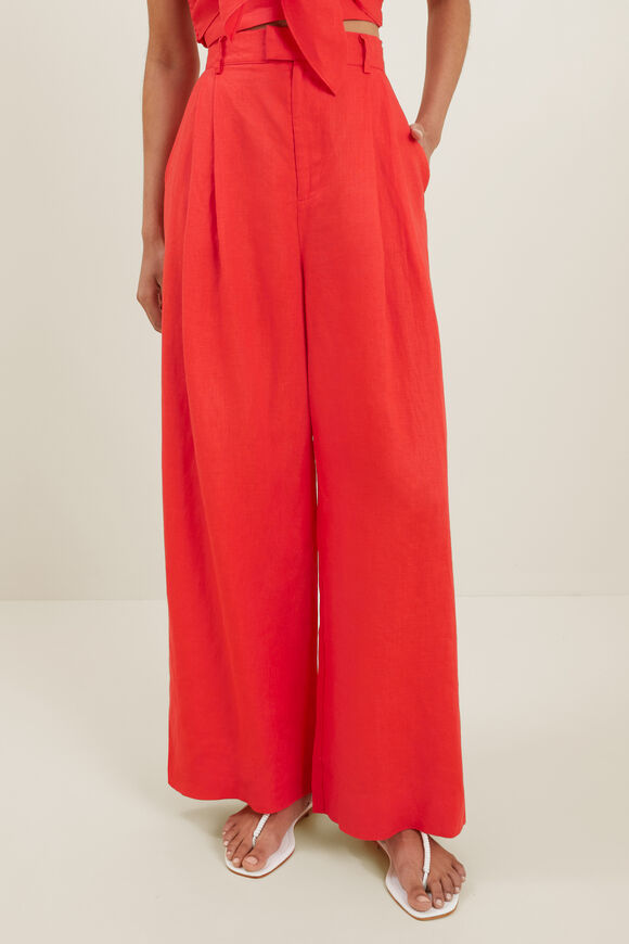 Linen Palazzo Pant  Chilli Red  hi-res