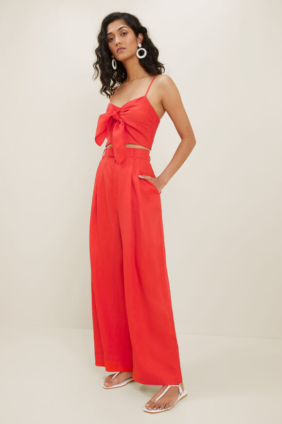 Linen Palazzo Pant  Chilli Red  hi-res