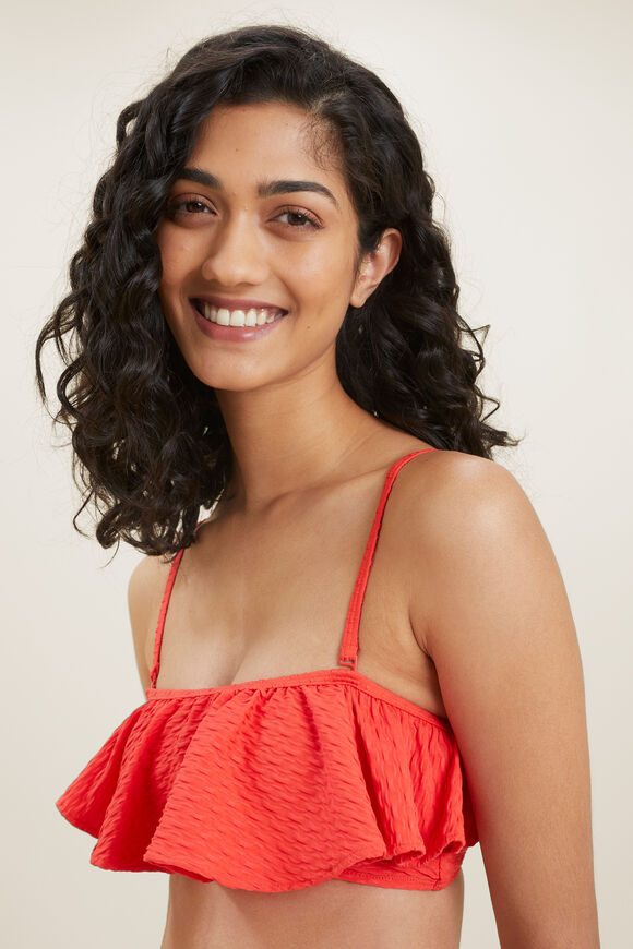 Textured Ruffle Bikini  Chilli Red  hi-res