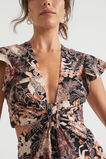 Floral Knot Front Textured Midi Dress  Peach Bloom Floral  hi-res