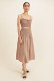 Self Stripe Ruched Midi Skirt  Mocha Brown  hi-res