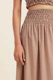 Self Stripe Ruched Midi Skirt  Mocha Brown  hi-res