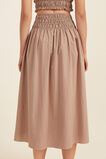 Self Stripe Ruched Midi Skirt  Mocha Brown  hi-res