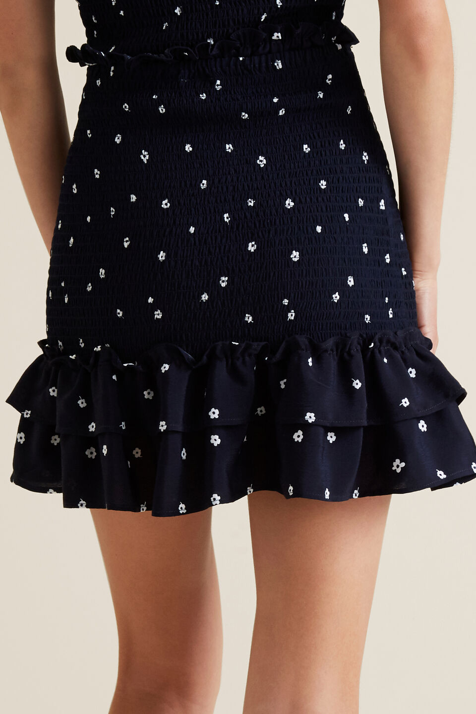 Shirred Floral Skirt  