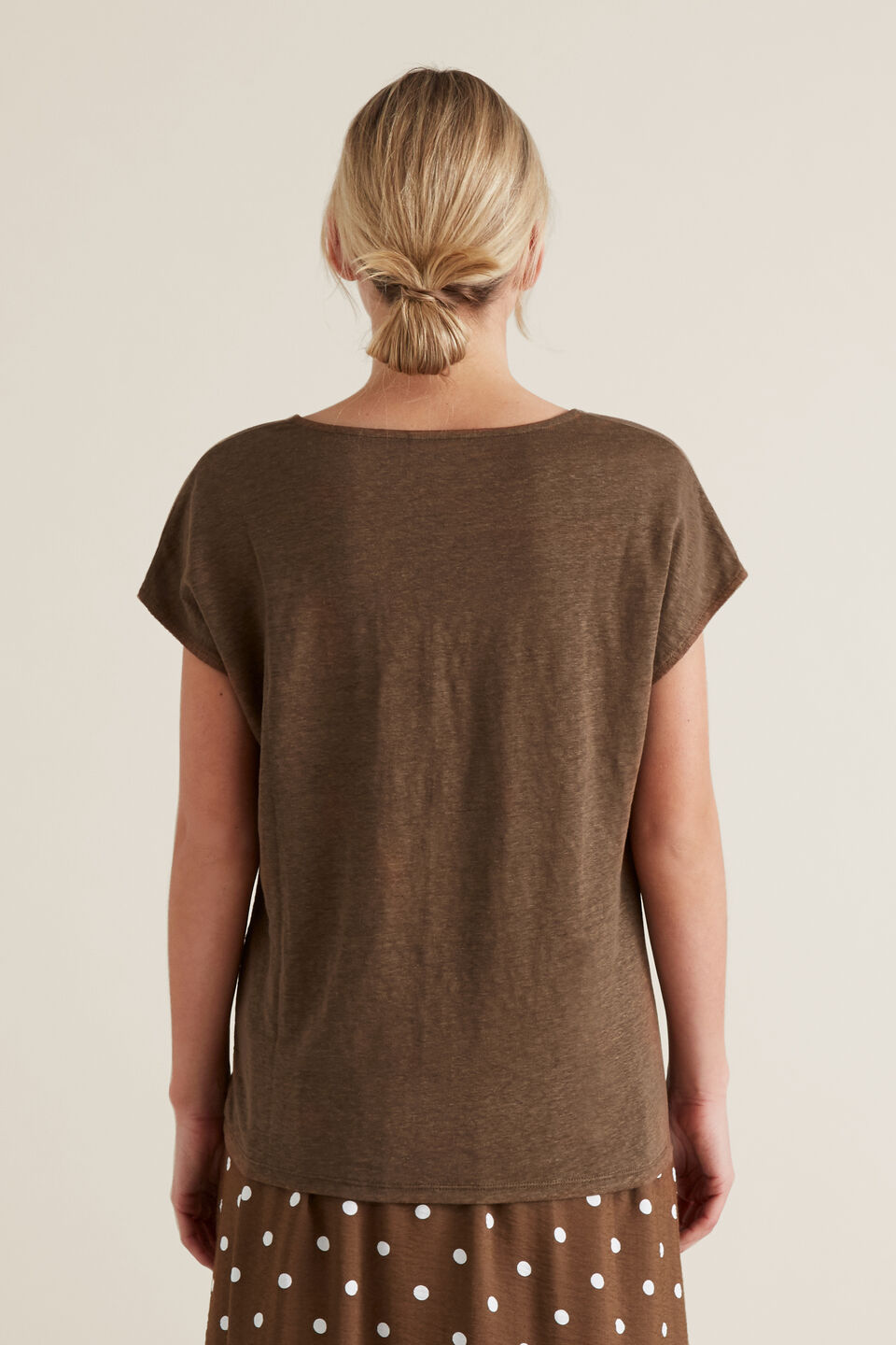 V Neck Linen Tee  