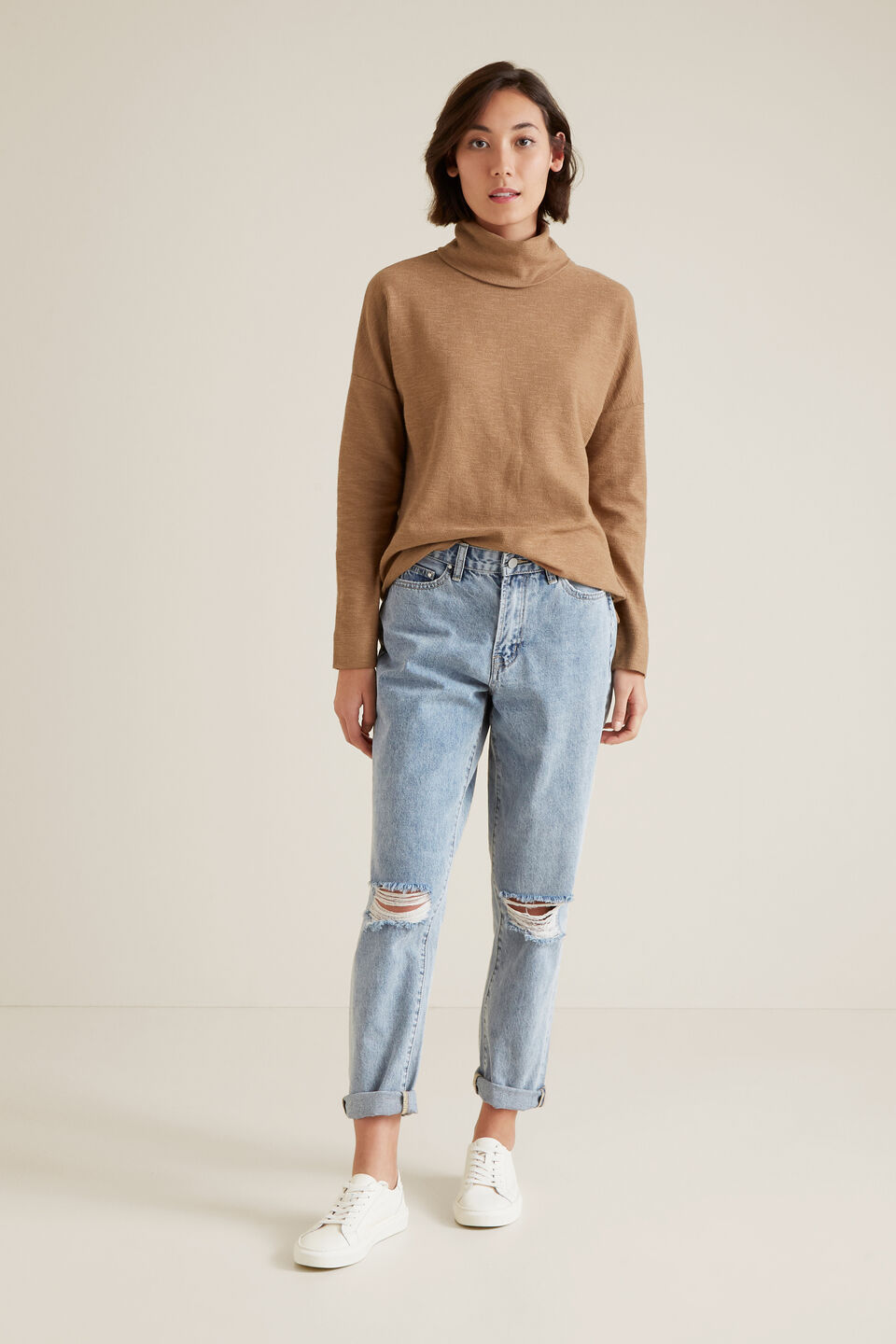 Roll Neck Textured Top  