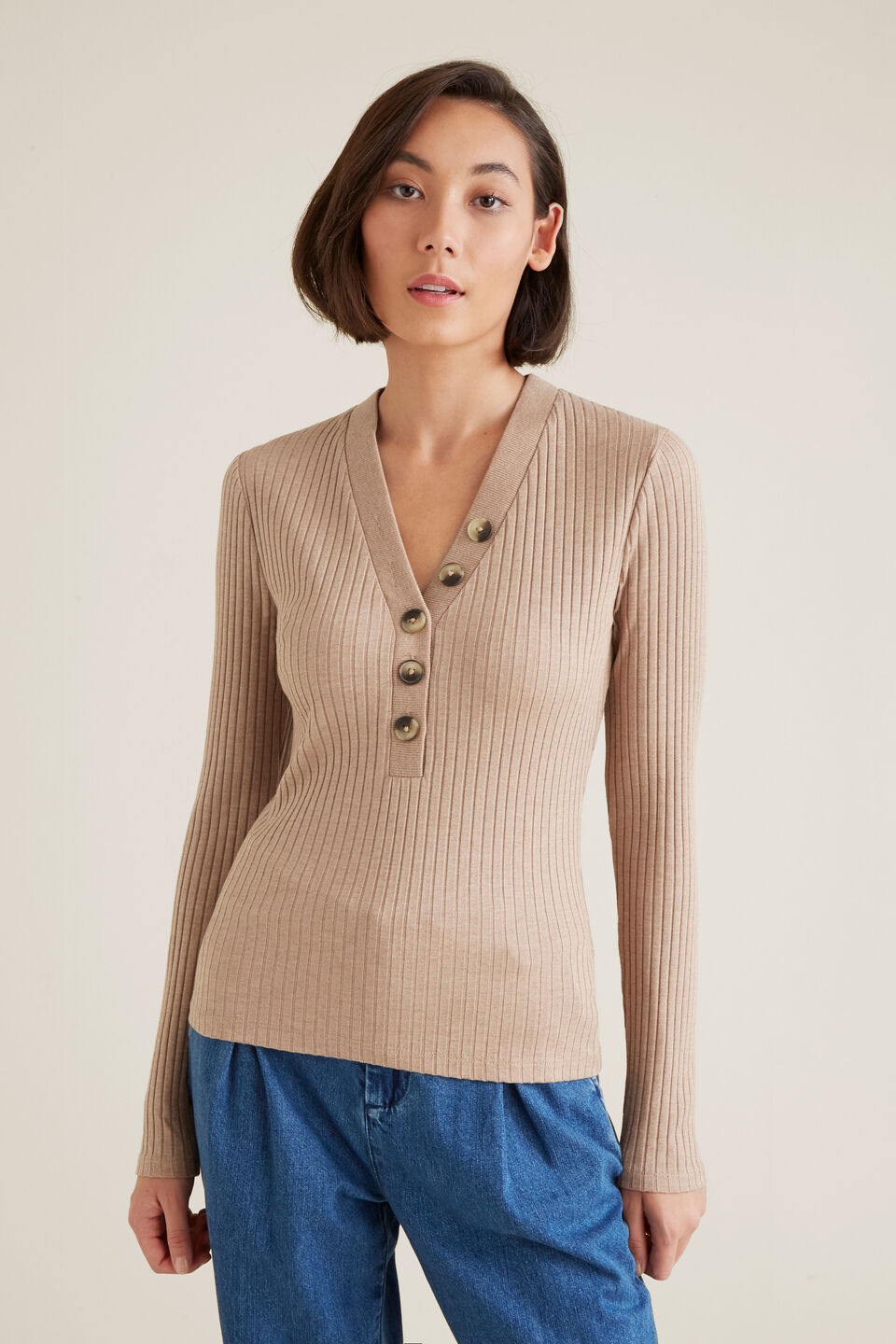 70's Long Sleeve Rib Top  