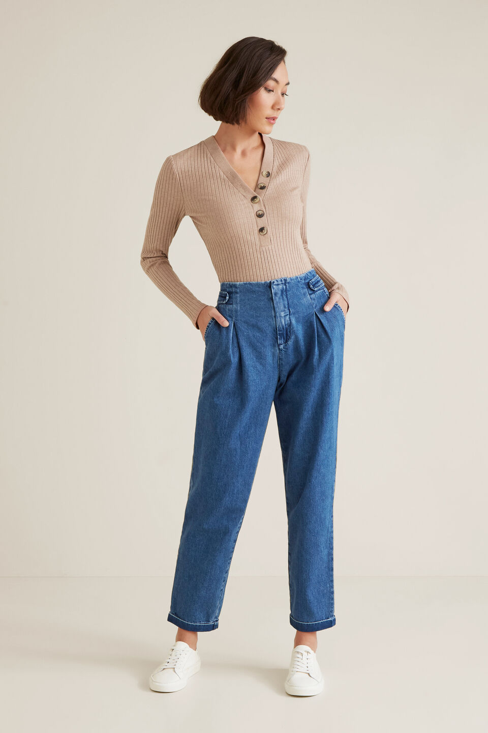 70's Long Sleeve Rib Top  
