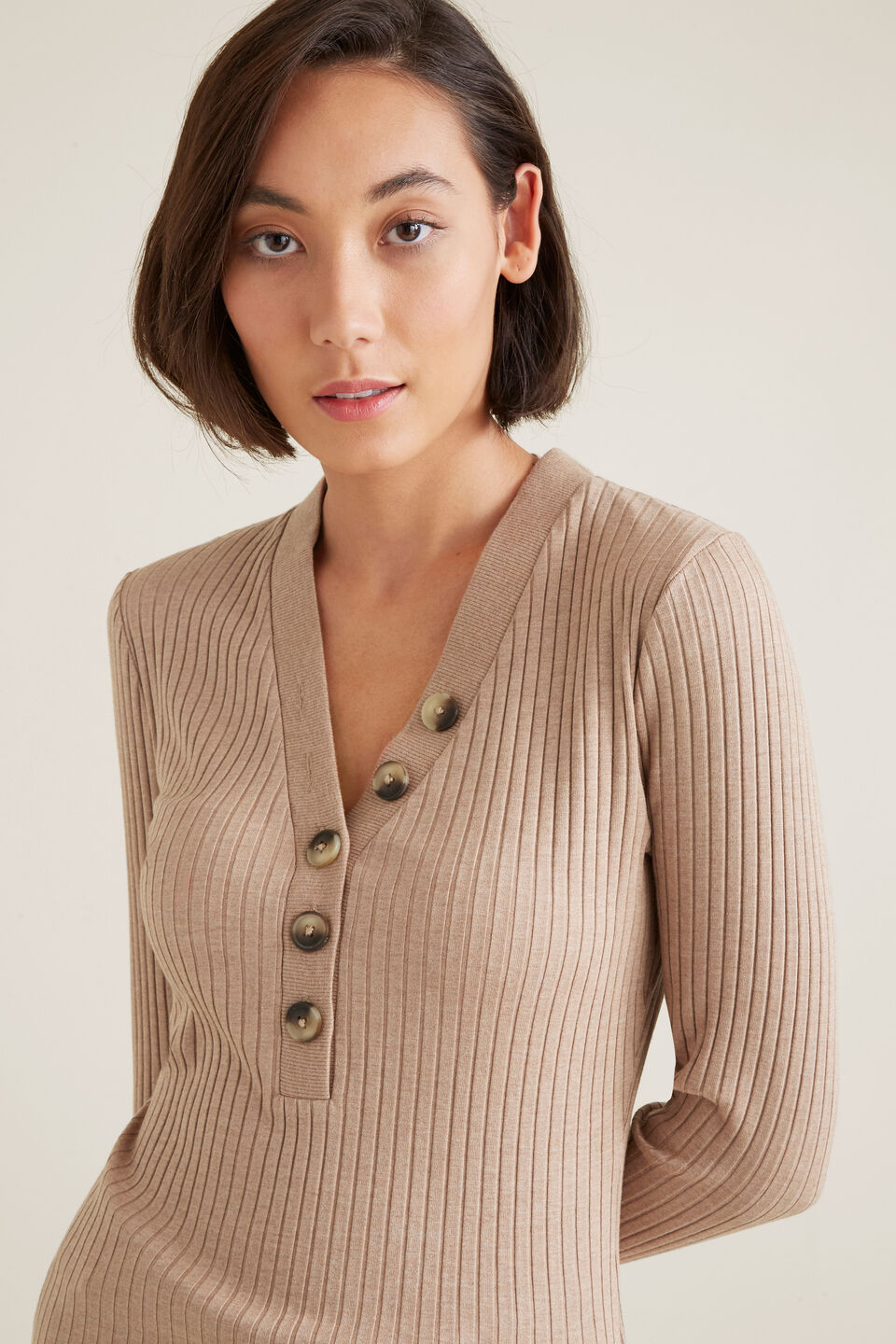 70's Long Sleeve Rib Top  
