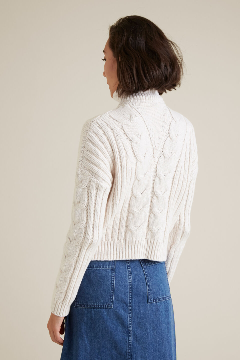 Cable Knit Zip Sweater  