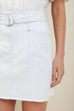 Belted Denim Mini Skirt  Pale Blue Wash  hi-res