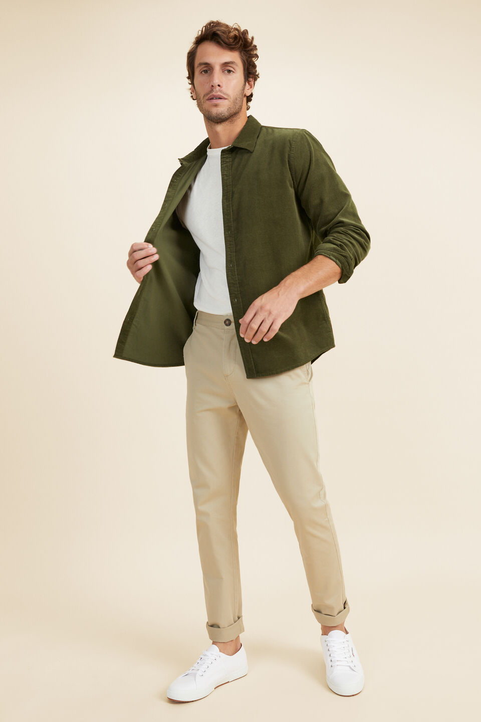 Mens Cord Shirt   Army Green