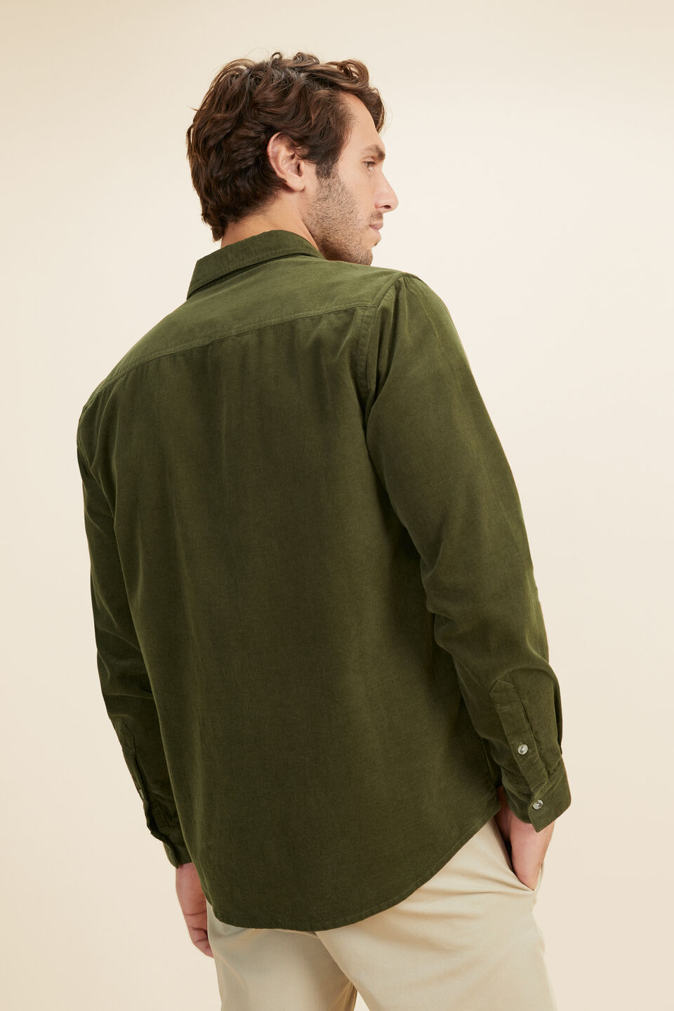 Mens Cord Shirt   Army Green