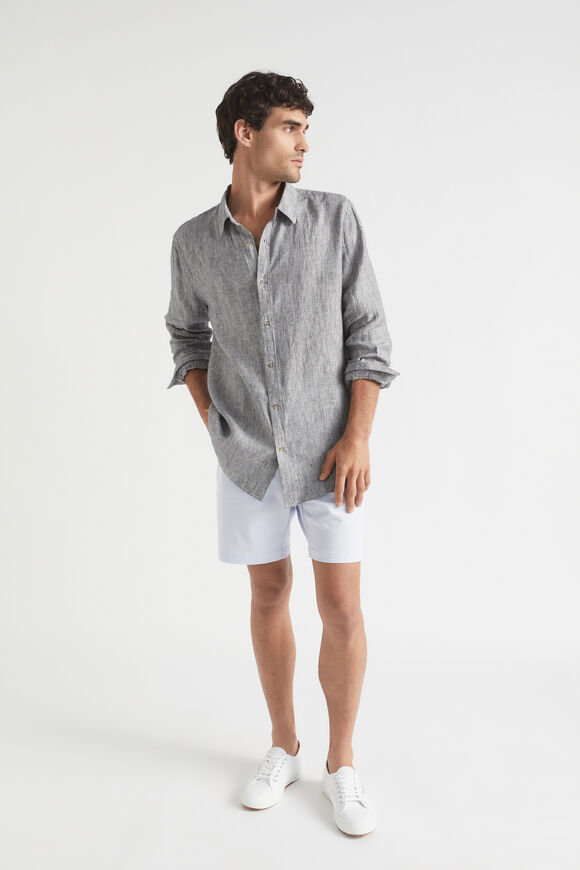 Mens Linen Shirt  Midnight Stripe  hi-res