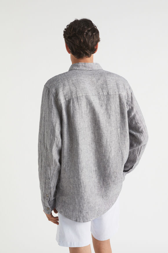 Mens Linen Shirt  Midnight Stripe  hi-res