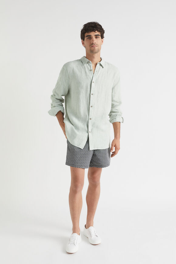 Mens Linen Shirt  Sea Mist  hi-res