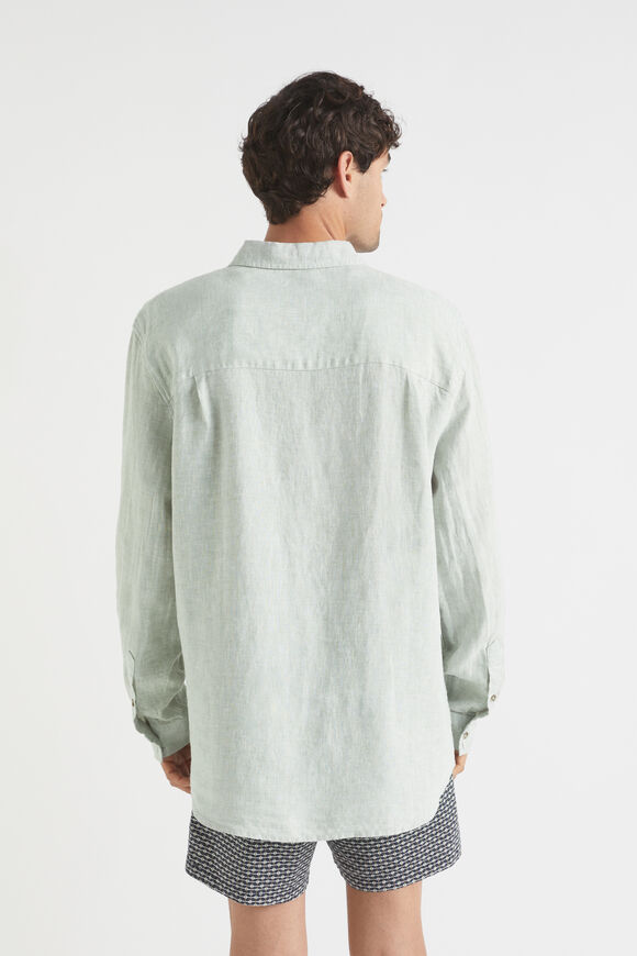 Mens Linen Shirt  Sea Mist  hi-res