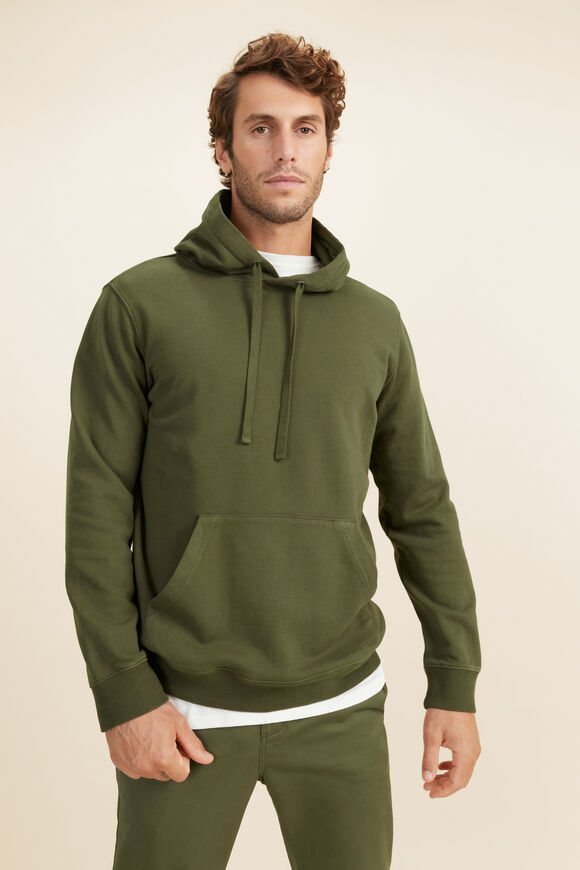 Mens Cotton Hoodie  Army Green  hi-res