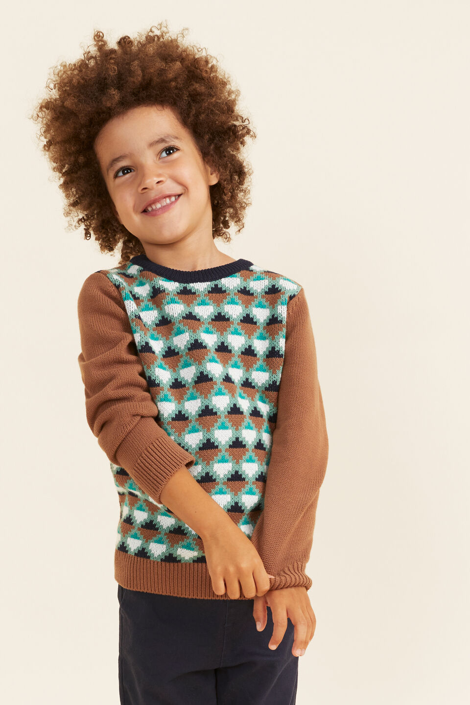 Geo Jacquard Knit  Caramel