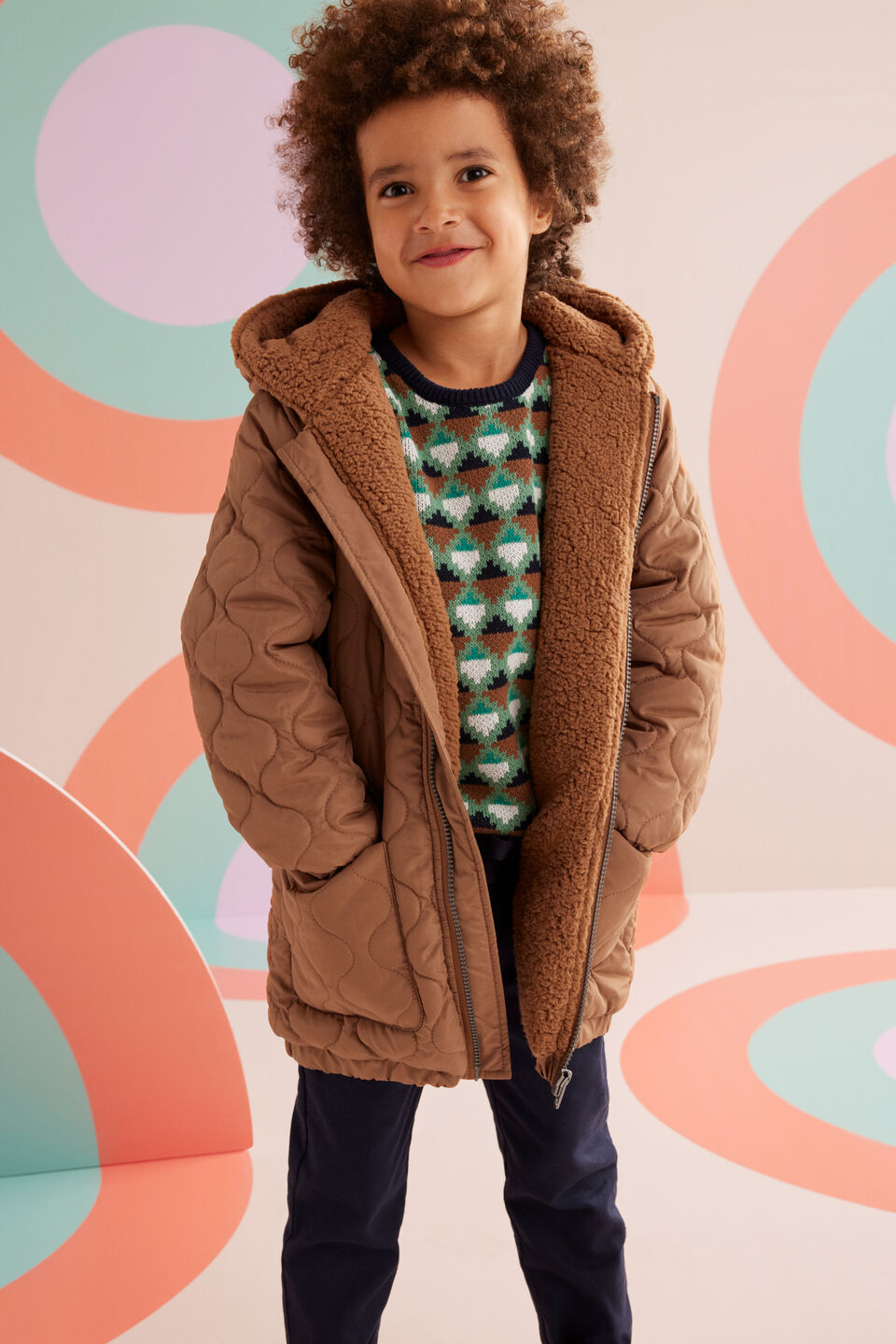 Geo Jacquard Knit  Caramel