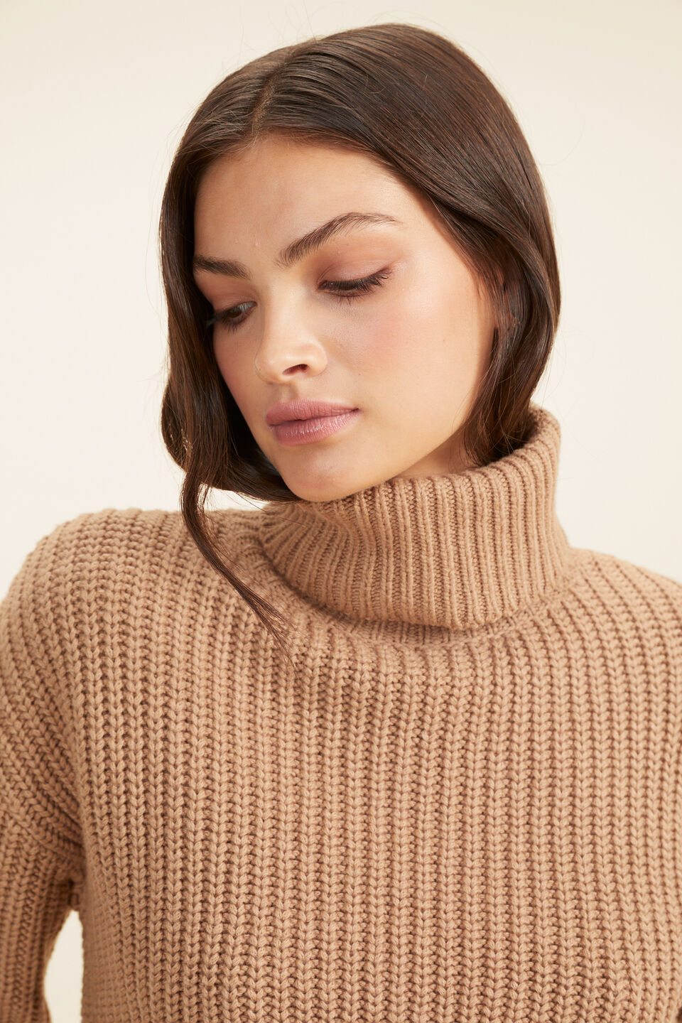 Crop Chunky Sweater  Deep Chai