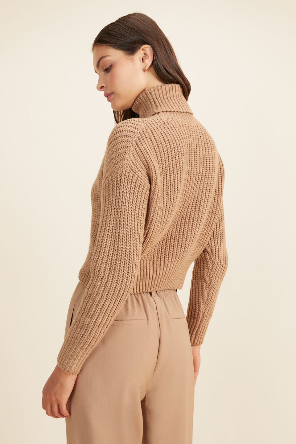 Crop Chunky Sweater  Deep Chai