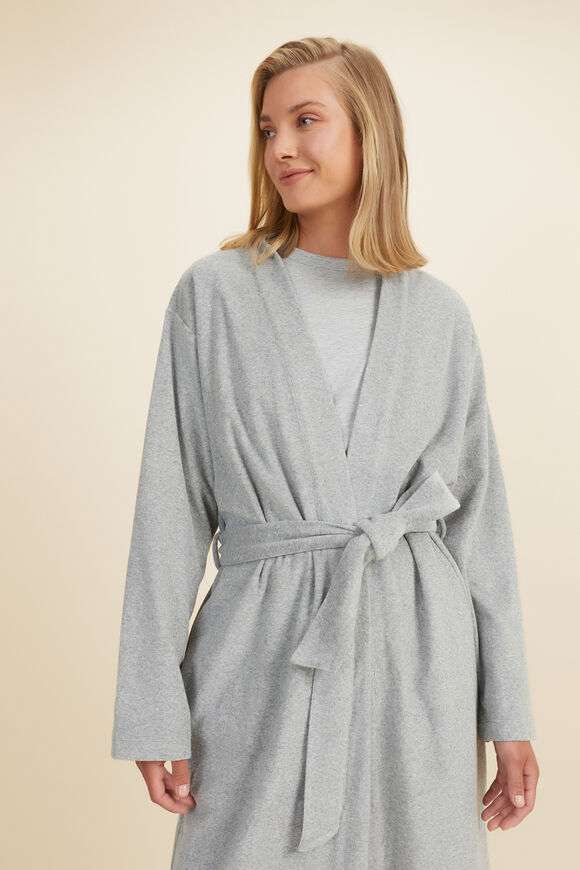 Cotton Terry Robe  Grey Marle  hi-res