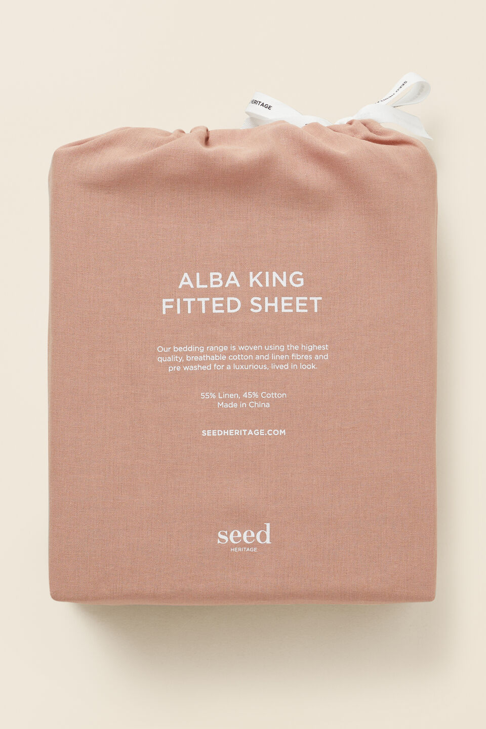 Alba King Fitted Sheet  Chalk Pink  hi-res